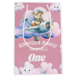 Sacola Para Presentes Média No Jovem Azul Selvagem: Aniversário do Ursinho