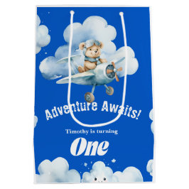 Sacola Para Presentes Média No Jovem Azul Selvagem: Aniversário do Ursinho