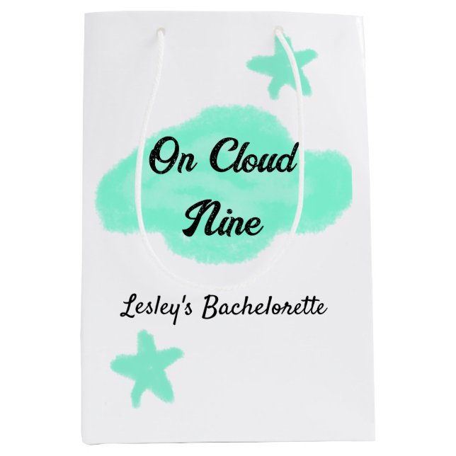 Sacola Para Presentes Média No nono pastel verde estrelas despedida de solteir (Frente)