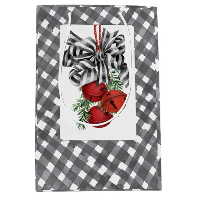 Sacola Para Presentes Média Noël Simples Preto e Branco (Frente)