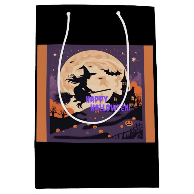 Sacola Para Presentes Média Noite Assombrada: Voo da Bruxa (Frente)