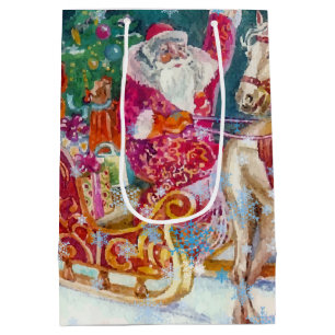Sacola Para Presentes Média Noite de Natal de Cavalo Magro de papais noeis