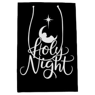 Sacola Para Presentes Média Noite Santa Família Natal Cena do Nascimento Natal