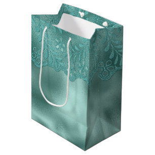 Sacola Para Presentes Média Noiva de renda verde de ovo de Robin