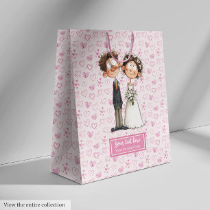 Sacola Para Presentes Média Noiva Groom Cartoon Gift Bag Watercolor Funny