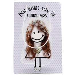 Sacola Para Presentes Média Noiva Menina Palito de Sneakers em Corações 