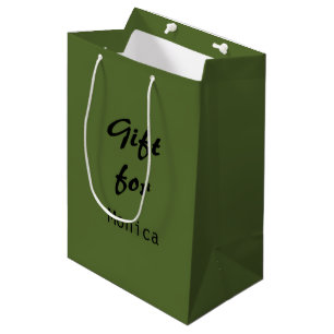 Sacola Para Presentes Média Nome de Na moda Elegante Personalizado do Olive Gr