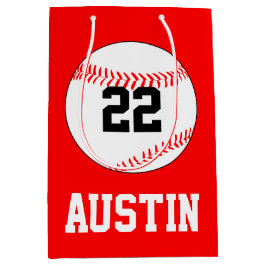 Sacola Para Presentes Média Nome do jogador do baseball, número, barra de pres