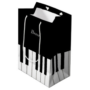 Sacola Para Presentes Média Nome e Mensagem Personalizados do Teclado Piano El