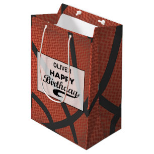 Sacola Para Presentes Média Nome Personalizado Basquetebol Birthday Grande Bal