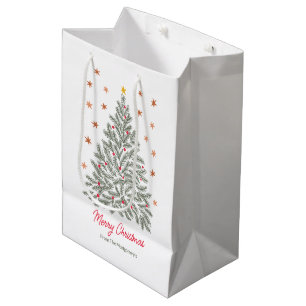 Sacola Para Presentes Média Nome Personalizado da Árvore de Natal Folk-art esc