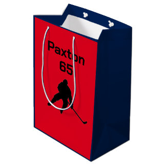 Sacola Para Presentes Média Nome Personalizado/Marca de Presente de Hóquei