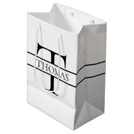 Sacola Para Presentes Média Nome Personalizado Personalizado Elegante Monogram