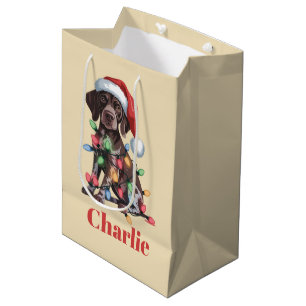 Sacola Para Presentes Média Nome Personalizado Pointer de Cabelo Curto Alemão