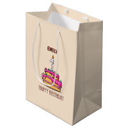 Sacola Para Presentes Média Nome Personalizado, primeiro aniversario, Bolo Ros