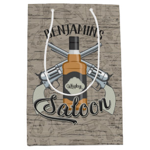 Sacola Para Presentes Média Nome Personalizado Vovente do Cowboy Gun Whiskey S