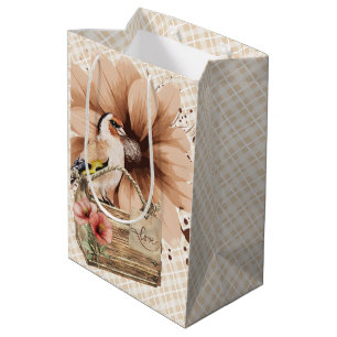 Sacola Para Presentes Média Nook Rustic Blossom Bird