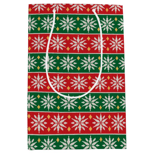 Sacola Para Presentes Média Nordic Noel Knit (Frente)