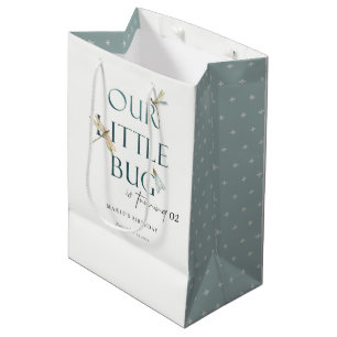 Sacola Para Presentes Média Nosso Pequeno Dragonfly Azul Inseto Qualquer Anive