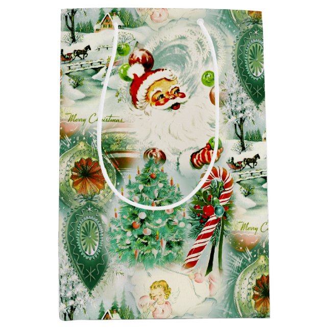 Sacola Para Presentes Média Nostálgico Kitschmas  (Frente)