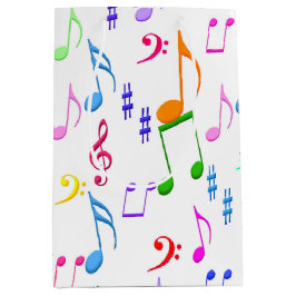 Sacola Para Presentes Média Notas de música coloridas