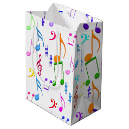 Sacola Para Presentes Média Notas de música coloridas