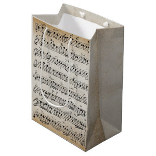 Sacola Para Presentes Média Notas de Música da Folha de Manuscrito de Vintage