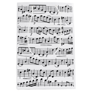 Sacola Para Presentes Média Notas de Música de Folha