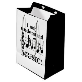 Sacola Para Presentes Média Notas Musicais Preto e Branco Festa de Músico