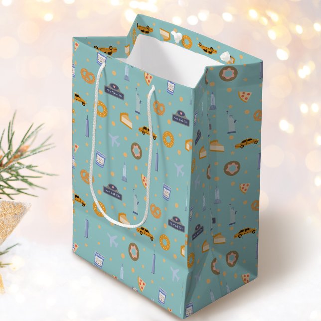 Sacola Para Presentes Média Nova Iorque verde-azul-turquesa-azul (Criador carregado)