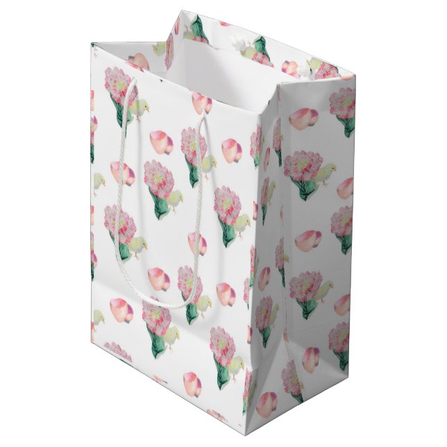 Sacola Para Presentes Média Nugget Baby Easter Chick and Tulip (Frente inclinada)