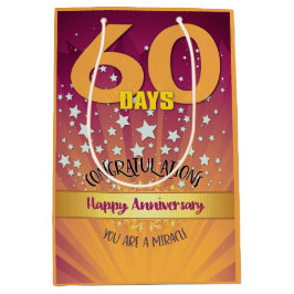 Sacola Para Presentes Média Numeral de Negrito de Aniversário de Recuperação d