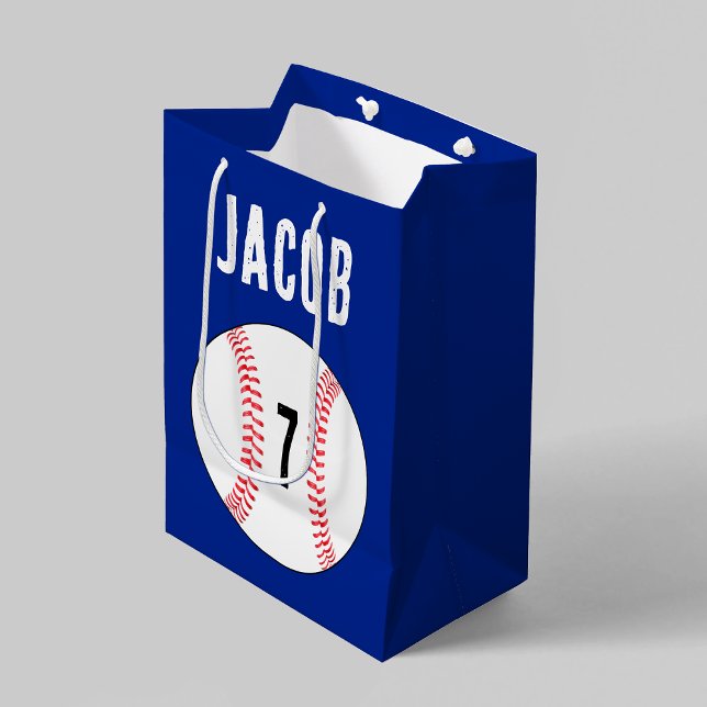 Sacola Para Presentes Média Número do jogador de beisebol ou Festa Personaliza (baseball custom gift bag)