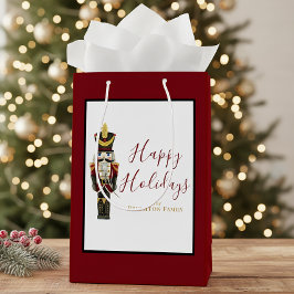 Sacola Para Presentes Média Nutcracker Red Happy Holidays Classic Christmas 