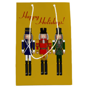 Sacola Para Presentes Média Nutcracker Trio-Dourado-GIFT BAG M