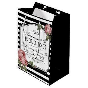 Sacola Para Presentes Média O chá de panela floral do vintage personaliza a