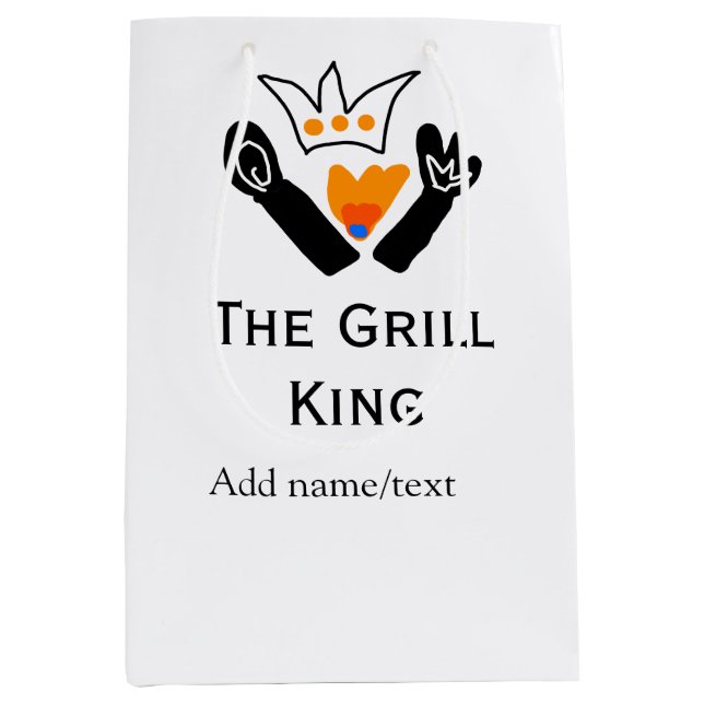 Sacola Para Presentes Média O cozinhar de texto do nome da adição de churrasco (Frente)