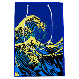 Sacola Para Presentes Média O Excelente Hokusai Wave em estilo de Pop vibrante