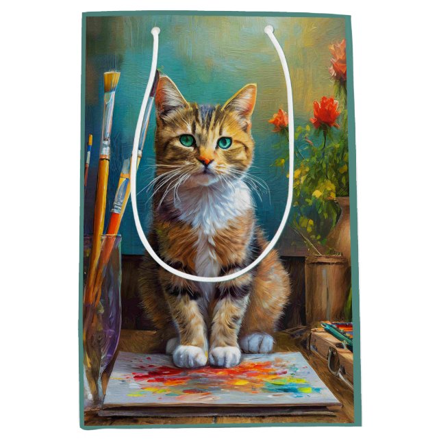 Sacola Para Presentes Média O Gato Artístico (Frente)