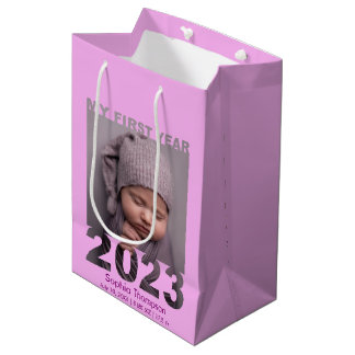 Sacola Para Presentes Média O Meu Primeiro Ano 2023 - Foto Do Bebê Moderno Cut