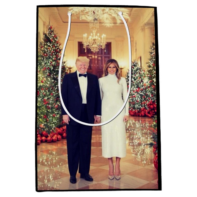 Sacola Para Presentes Média O Presidente dos EUA, White House Natal (Frente)