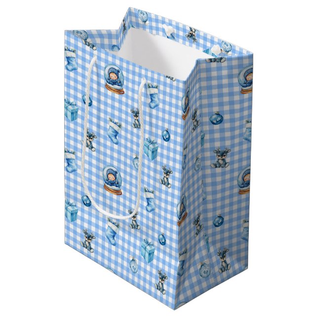 Sacola Para Presentes Média O Primeiro Natal Mágico do Bebê! (Frente inclinada)