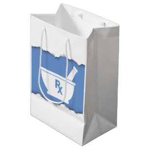 Sacola Para Presentes Média O símbolo do almofariz e do pilão da farmácia