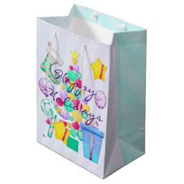 Sacola Para Presentes Média O Whimsey Folk Art de Natal