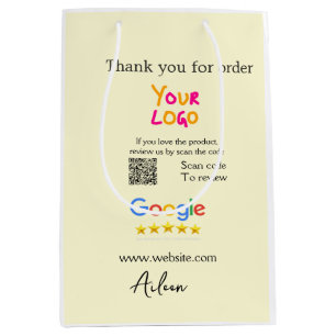 Sacola Para Presentes Média Obrigado avaliação Google scan QR empresa