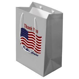 Sacola Para Presentes Média Obrigado Bandeira Americana Veteranos