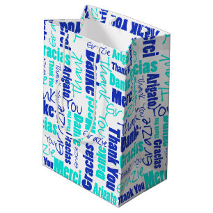 Sacola Para Presentes Média Obrigado do azul e da turquesa você exprime a