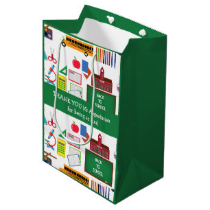 Sacola Para Presentes Média OBRIGADO Professora Apreciação Escola VERDE