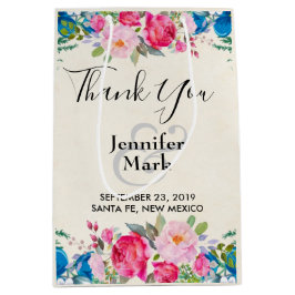 Sacola Para Presentes Média Obrigados bonito de Casamento de Fronteira de Flor