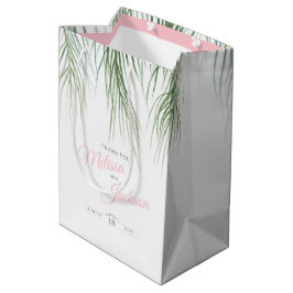 Sacola Para Presentes Média Obrigados de casamento de palma tropical verde-esc